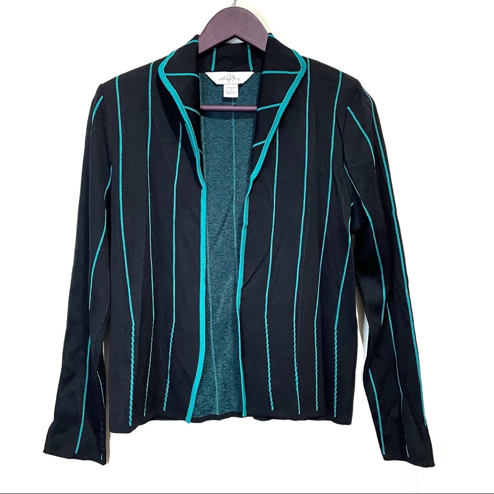 NWOT Ming Wang Open Striped Sweater Jacket Cardigan - Picture 2 of 6